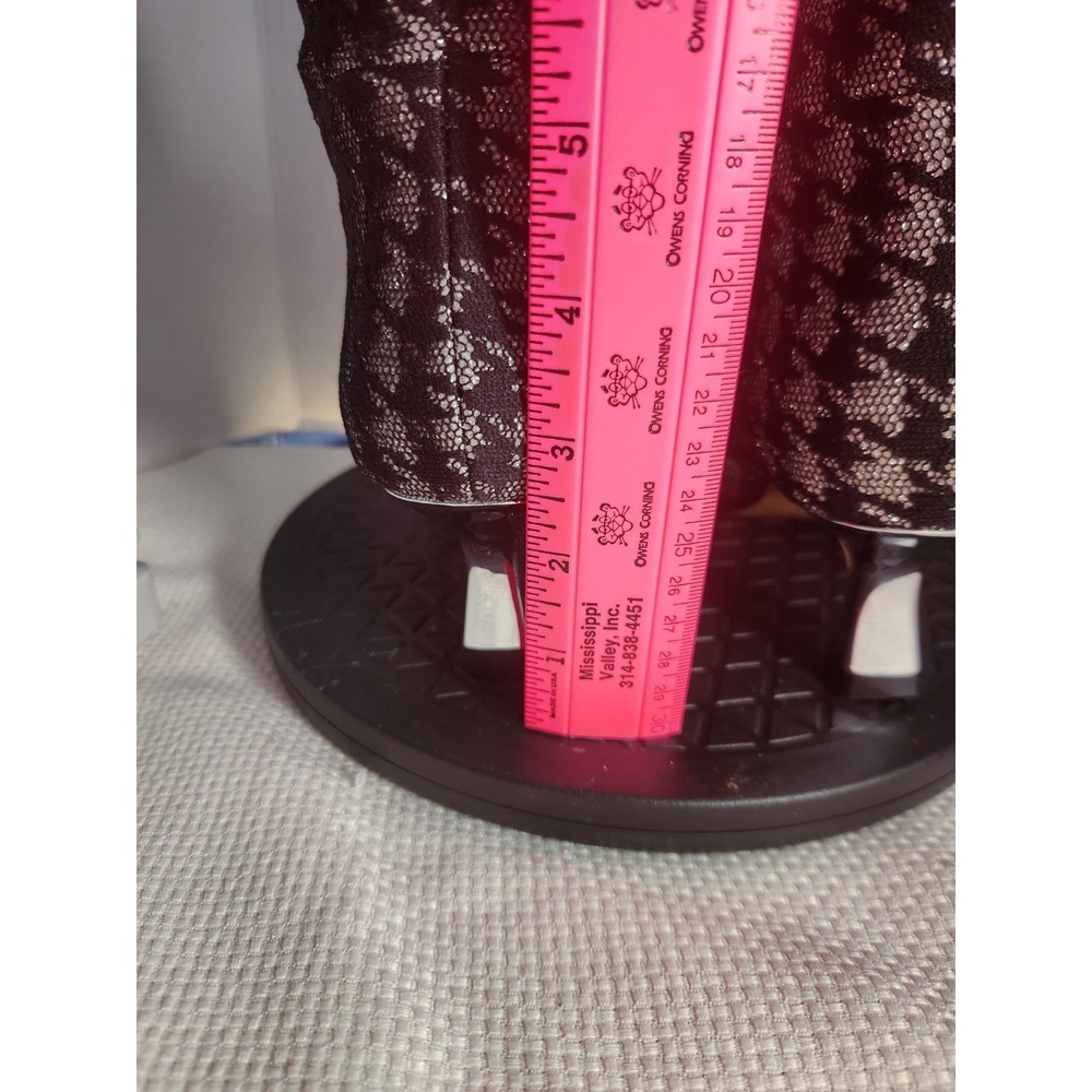Betsey Johnson Womens 6 Pamella Boots Knee High Heel Black Silver Houndstooth - Picture 7 of 11